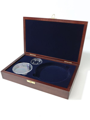  Деревянный футляр Vintage M (244х154х48 мм) под набор монет (1 капсула d-46 мм, 1 капсула d-74 мм, 1 капсула d-120 мм), тёмно-синий