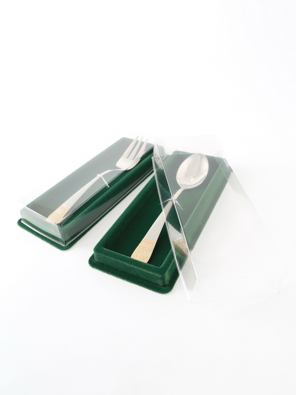  Сувенирная упаковка под чайную ложку, вилку (61х155х26 мм), зелёный