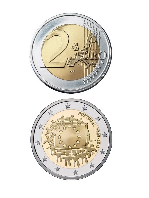 2 евро, Португалия (30 лет флагу Евросоюза). 2015 г. 2 евро, Португалия (30 лет флагу Евросоюза). 2015 г.