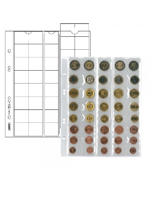 Нумизматические листы системы MULTI COLLECT для размещения 5 комплектов монет евро (каждый комплект на 8 монет). Упаковка из 5 листов и 5 чёрных прокладочных листов. Lindner, MU40 Нумизматические листы системы MULTI COLLECT для размещения 5 комплектов монет евро (каждый комплект на 8 монет). Упаковка из 5 листов и 5 чёрных прокладочных листов. Lindner, MU40