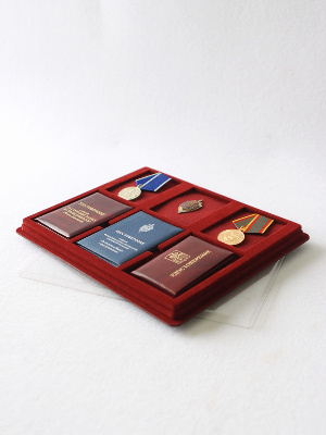 Планшет S (243х304х21 мм) на 3 ячейки (68х86х18 мм) с поролоном и 3 удостоверения Планшет S (243х304х21 мм) на 3 ячейки (68х86х18 мм) с поролоном и 3 удостоверения