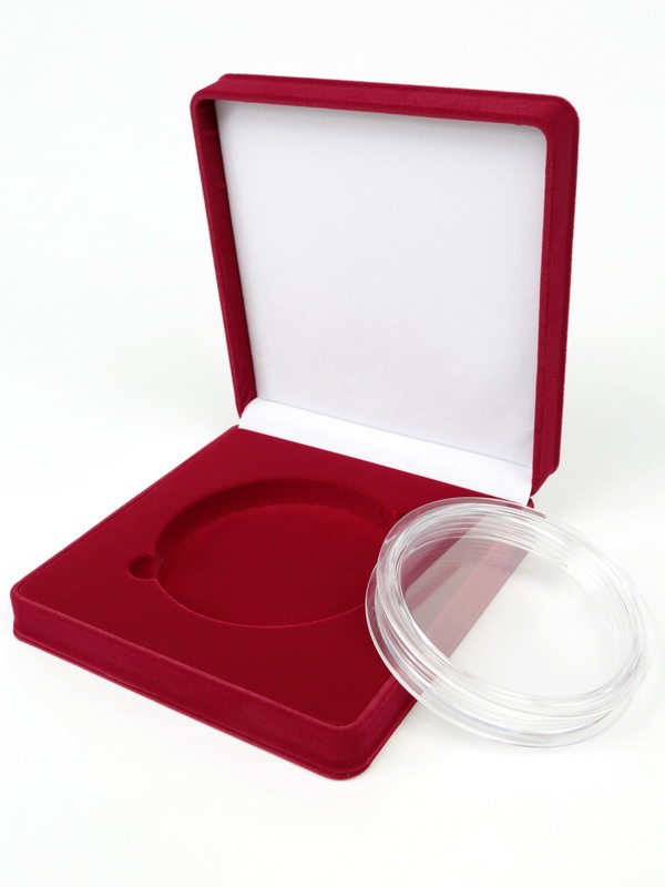  Футляр (186х192х50 мм) на 1 монету в капсуле (диаметр 120 мм), светло-бордовый