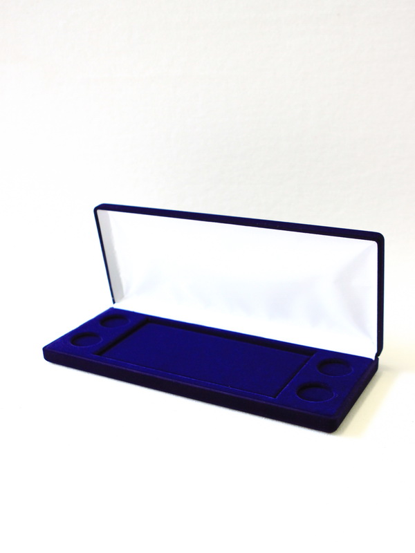 Футляр (255х103х27 мм) для 1 банкноты Сочи-2014 в чехле и 4 монет Сочи-2014 без капсул,  тёмно-синий