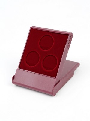 Футляр пластиковый (79х106х16 мм) для 3 монет (диаметр 27 мм), светло-бордовый  Футляр пластиковый (79х106х16 мм) для 3 монет (диаметр 27 мм), светло-бордовый