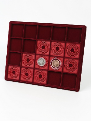 Планшет S (234х296х12 мм) с 20 квадратными ячейками для дистанционных вкладышей Lindner 51х51 мм