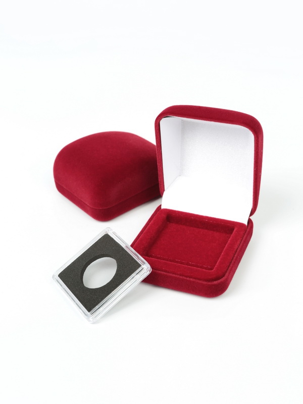  Футляр (55х60х36 мм) для монеты в капсуле Quadrum Mini (38х38х6,7 мм), тёмно-синий