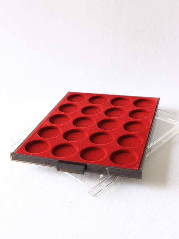 Кассета МВ для 20 монет в капсулах d-46 мм, светло-бордовый  Кассета МВ для 20 монет в капсулах d-46 мм, светло-бордовый