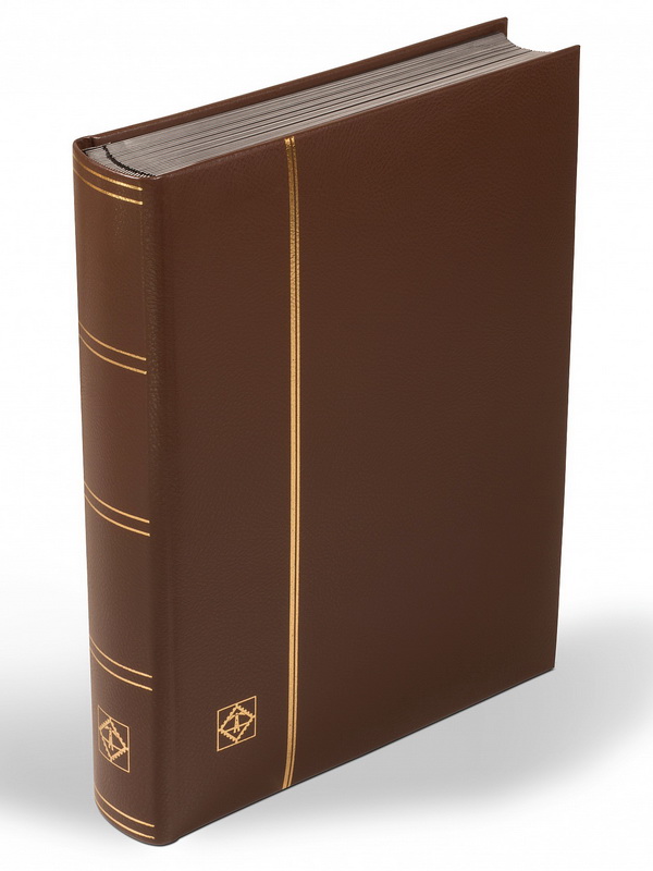 Альбом для марок (кляссер LEDER для марок). 32 листа (64 страницы) из чёрного картона с промежуточными прозрачными листами. Коричневый. Leuchtturm, 356723