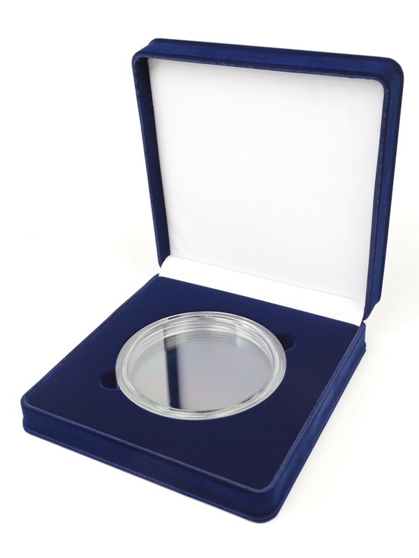  Футляр (186х192х50 мм) на 1 монету в капсуле (диаметр 120 мм), тёмно-синий