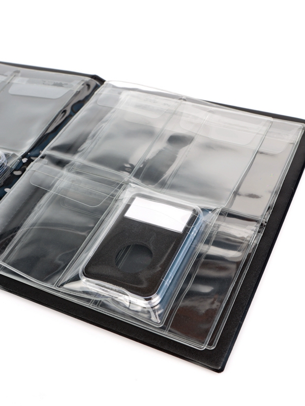 Карманный монетный альбом 192х232х13 мм для размещения 16 слабов, тёмно-бордовый