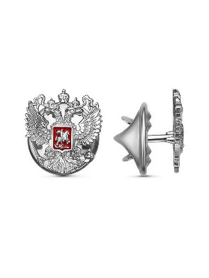 Значок Герб РФ, малый, серебрение, цанга Значок Герб РФ, малый, серебрение, цанга