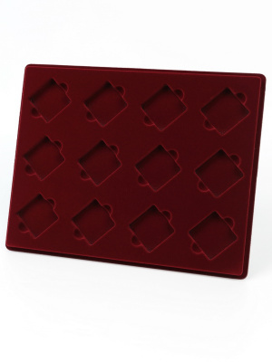 Планшет S (234х296х12 мм) для 12 ромбовидных монет в капсулах (41х41х10 мм), тёмно-бордовый  Планшет S (234х296х12 мм) для 12 ромбовидных монет в капсулах (41х41х10 мм), тёмно-бордовый