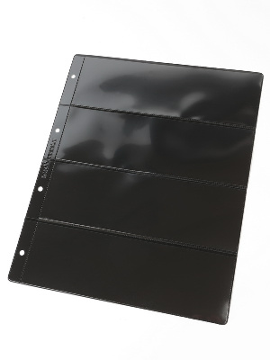 Листы-обложки ГРАНДЕ (Россия) (250х311 мм) с чёрной основой на 4 ячейки (225х67 мм). Двусторонний. Упаковка из 10 листов. Albommonet, ЛБЧ4