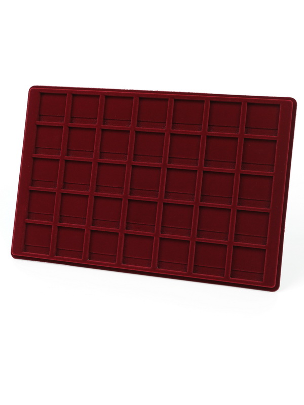  Планшет L (222х333х13 мм) для 35 монет в капсулах Quadrum Mini (38х38х6,7 мм), тёмно-бордовый