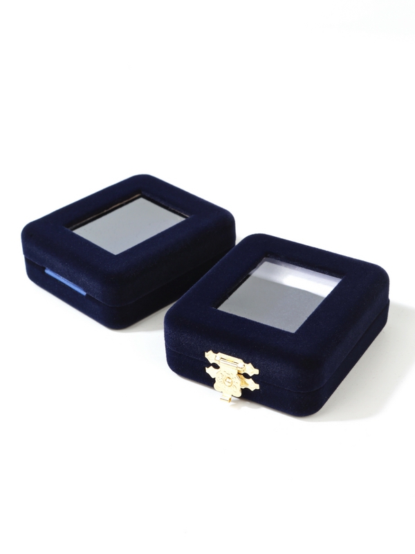 Футляр (58х70х25 мм) с окном с поролоновой вставкой, тёмно-синий