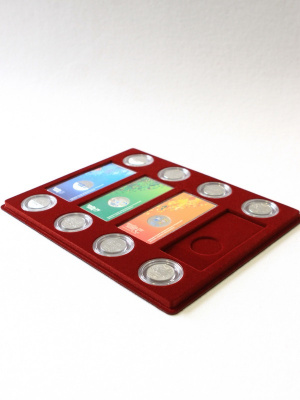 Планшет S (234х296х12 мм) для 4 Олимпийских монет Сочи-2014 в блистере и 8 Олимпийских монет Сочи-2014 в капсулах, тёмно-бордовый  Планшет S (234х296х12 мм) для 4 Олимпийских монет Сочи-2014 в блистере и 8 Олимпийских монет Сочи-2014 в капсулах, тёмно-бордовый