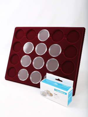 Планшет S (234х296х12 мм) для 20 монет в капсулах CAPS 41 Leuchtturm. Диаметр ячейки 47 мм Планшет S (234х296х12 мм) для 20 монет в капсулах CAPS 41 Leuchtturm. Диаметр ячейки 47 мм