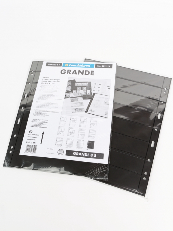 Листы-обложки GRANDE 8S (242х312 мм) двусторонние на 8 ячеек (216х33 мм). Упаковка из 5 листов. Leuchtturm, 329179