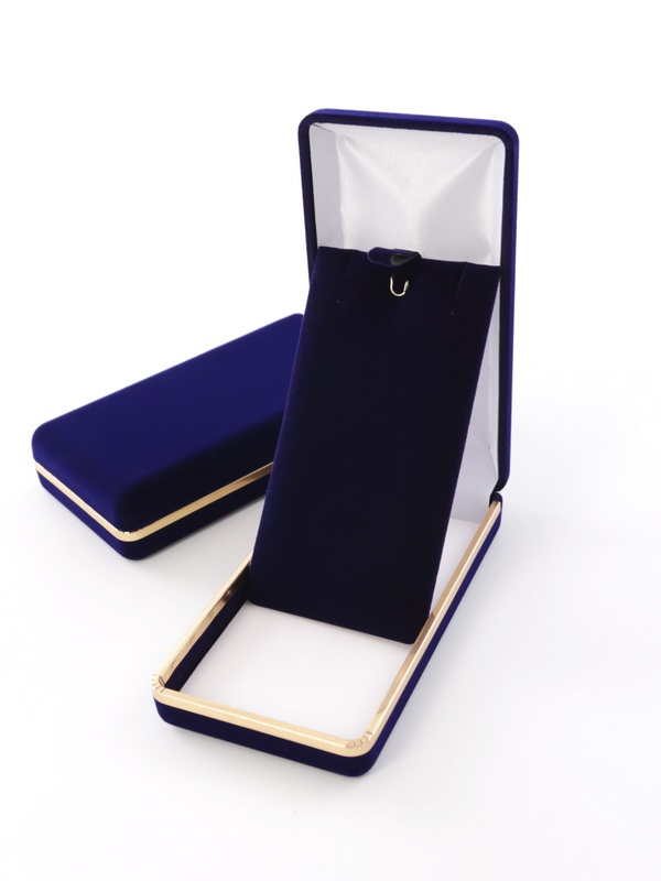 Футляр (62х116х26 мм) с золотым ободком под серьги, подвеску, тёмно-синий Футляр (62х116х26 мм) с золотым ободком под серьги, подвеску, тёмно-синий