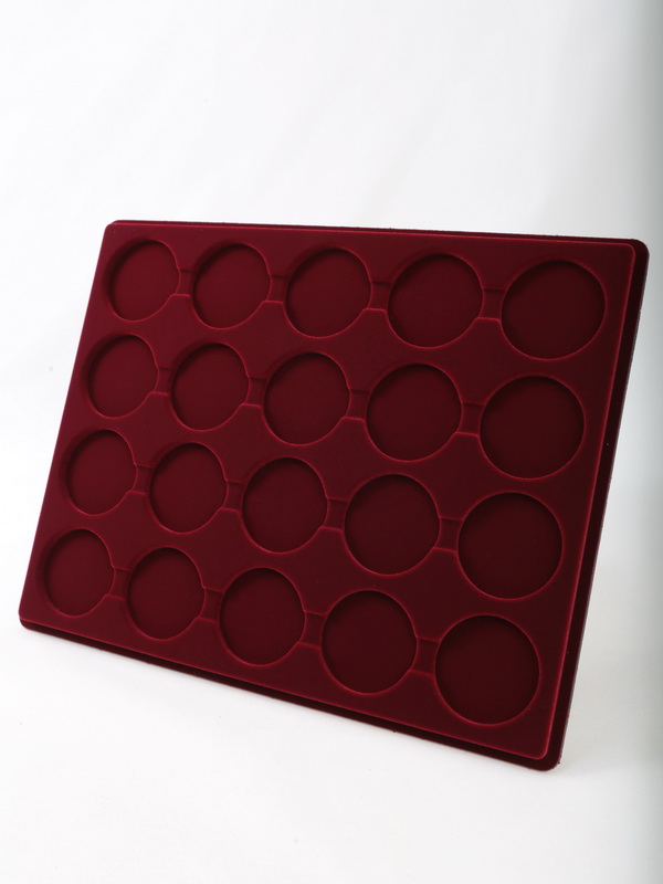 Планшет S (234х296х12 мм) для 20 монет в капсулах CAPS 41 Leuchtturm. Диаметр ячейки 47 мм, тёмно-бордовый  Планшет S (234х296х12 мм) для 20 монет в капсулах CAPS 41 Leuchtturm. Диаметр ячейки 47 мм, тёмно-бордовый