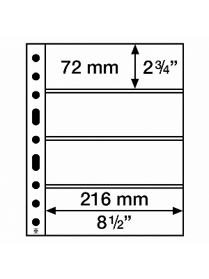 Листы-обложки GRANDE SH312-4C (242х312 мм) из тонкого прозрачного пластика на 4 ячейки (216х72 мм). Упаковка из 50 листов. Leuchtturm, 358075