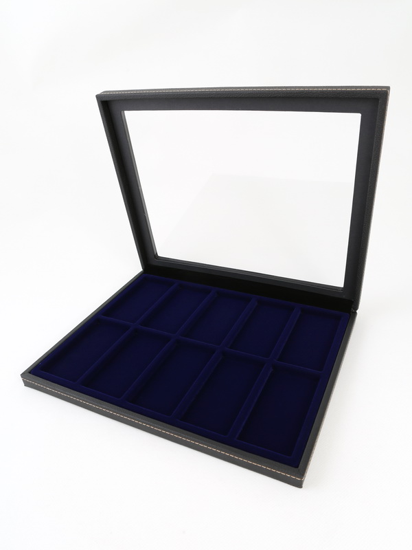  Бокс из искусственной кожи с прозрачным окном Nera Plus на 10 ячеек (49х101х7 мм), тёмно-бордовый