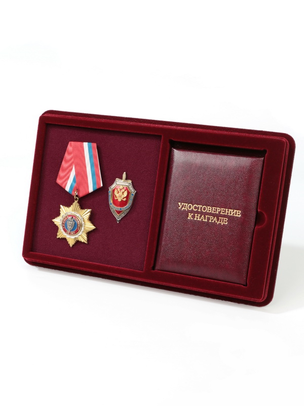 Планшет M (150х239х20 мм) с поролоновой вставкой под медали и удостоверение (83х114х12 мм), тёмно-синий