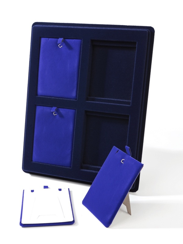  Планшет S (243х304х21 мм) на 4 ячейки (85х113х8 мм) (с флокированными вставками), тёмно-синий