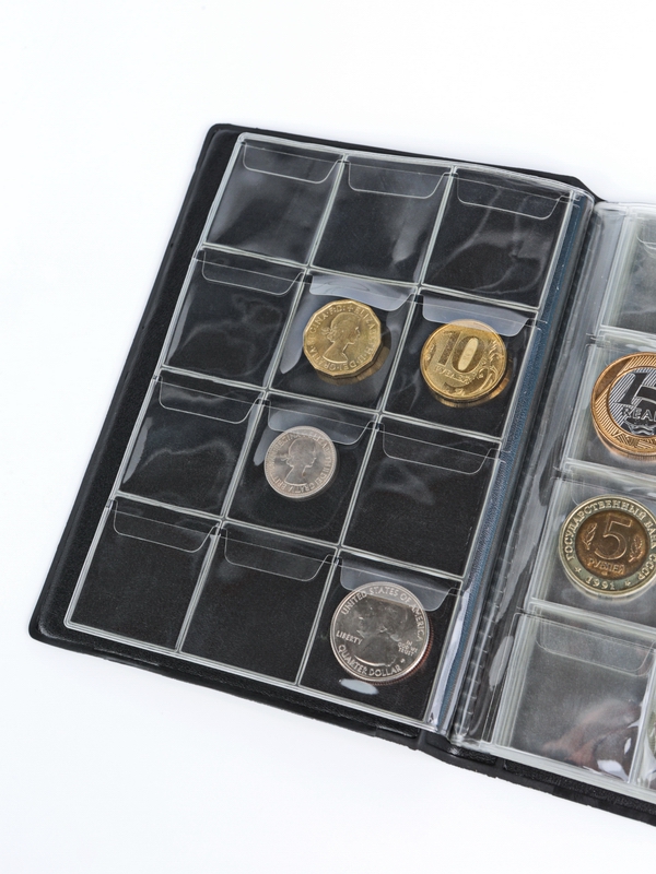 Карманный монетный альбом 116х154х13 мм для размещения 120 монет, вертикальный, тёмно-синий