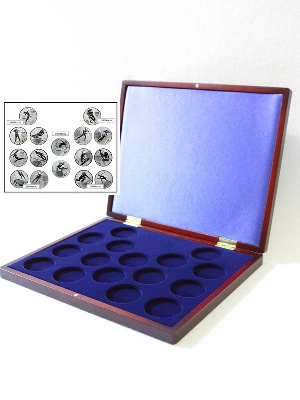 Футляр деревянный Volterra Uno (304х244х31 мм) на 16 монет Сочи-2014 в капсулах (диаметр 46 мм). С логотипом Футляр деревянный Volterra Uno (304х244х31 мм) на 16 монет Сочи-2014 в капсулах (диаметр 46 мм). С логотипом