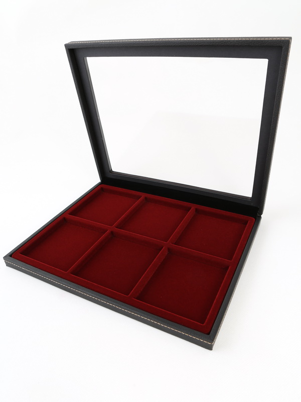  Бокс из искусственной кожи с прозрачным окном Nera Plus на 6 ячеек (85х96х9 мм), зелёный