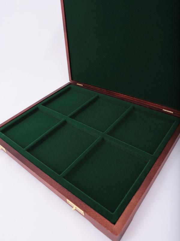  Футляр деревянный Vintage S (305х247х40 мм) на 6 ячеек (85х96х9 мм), зелёный