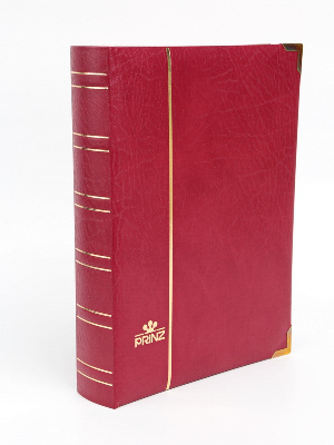 Альбом для марок (кляссер ROYAL). 30 листов (60 страниц) из чёрного картона с промежуточными прозрачными листами. Бордовый. Prinz, 6032