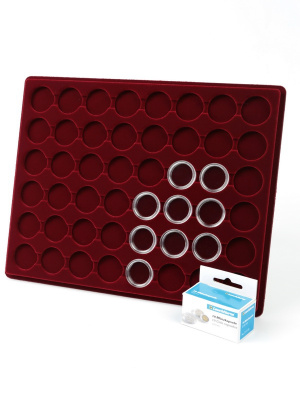 Планшет S (234х296х12 мм) для 48 монет в капсулах CAPS 23,5 и 24 Leuchtturm. Диаметр ячейки 30 мм, тёмно-бордовый  Планшет S (234х296х12 мм) для 48 монет в капсулах CAPS 23,5 и 24 Leuchtturm. Диаметр ячейки 30 мм, тёмно-бордовый