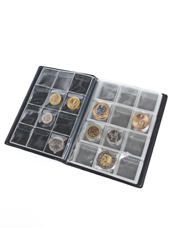 Карманный монетный альбом 116х154х13 мм для размещения 120 монет, вертикальный