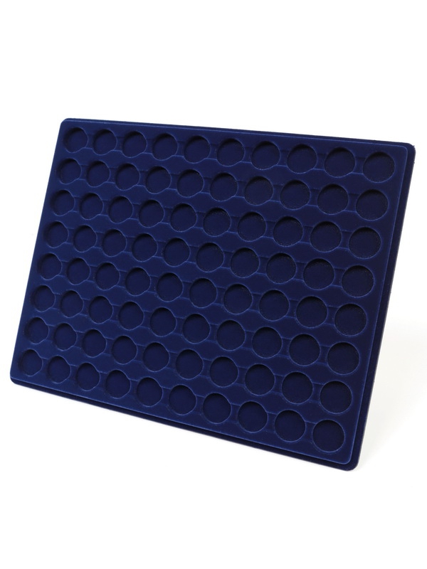  Планшет S (234х296х12 мм) для 80 монет в капсулах CAPS 16, 16,5 и 17 мм Leuchtturm. Диаметр ячейки 22,5 мм, тёмно-синий