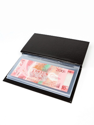 Карманный альбом для 20 банкнот (168х74 мм). Чёрный. СомС, Россия