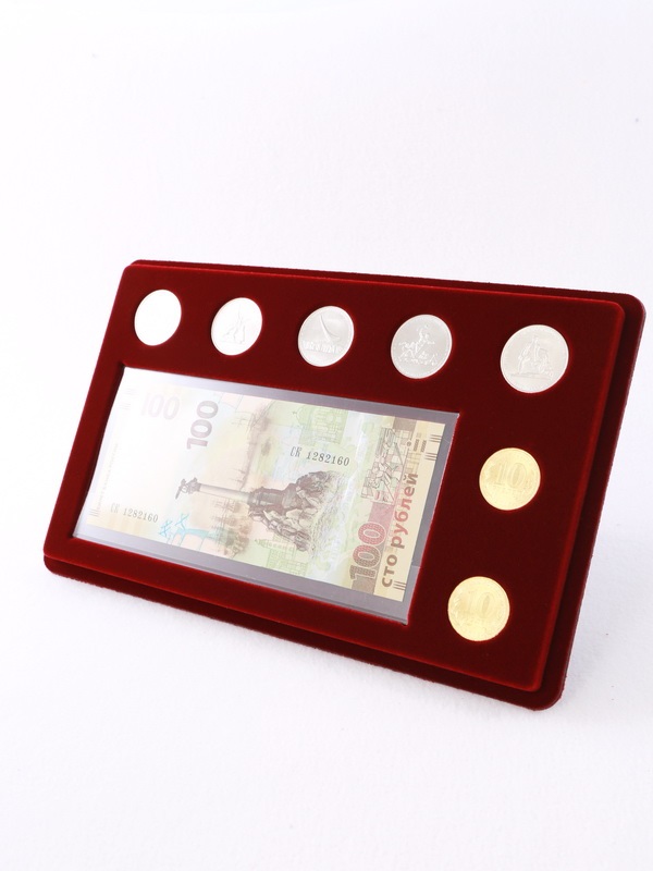 Планшет M (146х236х12 мм) посвящённый Крыму (для банкноты в чехле и 7 монет) Планшет M (146х236х12 мм) посвящённый Крыму (для банкноты в чехле и 7 монет)