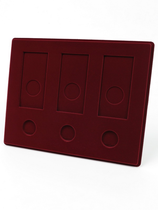 Планшет S (234х296х12 мм) для 3 обычных монет 25 рублей в капсулах Leuchtturm и 3 цветных монет 25 рублей в блистере