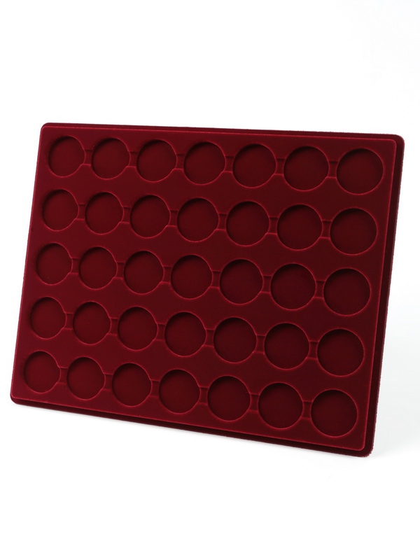 Планшет S (234х296х12 мм) для 35 монет в капсулах CAPS 28 Leuchtturm. Диаметр ячейки 34 мм, тёмно-бордовый  Планшет S (234х296х12 мм) для 35 монет в капсулах CAPS 28 Leuchtturm. Диаметр ячейки 34 мм, тёмно-бордовый