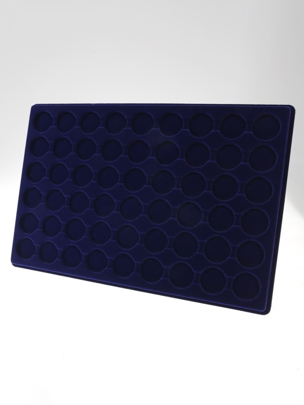  Планшет L (222х333х13 мм) для 54 монет в капсулах CAPS 22 и 22,5 Leuchtturm. Диаметр ячейки 28,5 мм, тёмно-синий