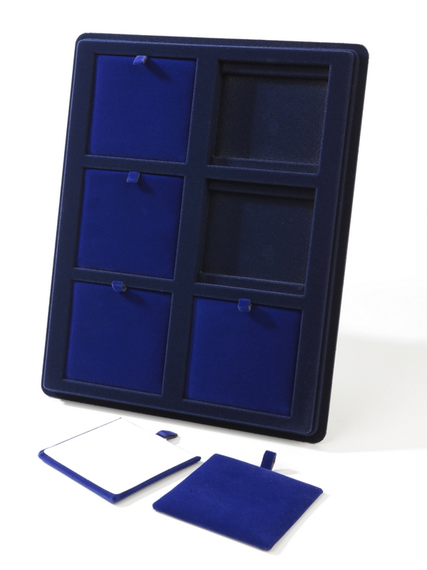  Планшет S (243х304х21 мм) на 6 ячеек (86х81х8 мм) (с флокированными вставками), тёмно-синий