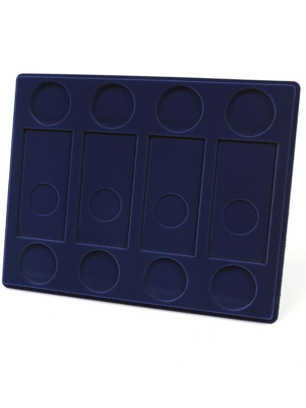 Планшет S (234х296х12 мм) для 4 обычных монет 25 рублей в капсулах, 4 цветных монет 25 рублей в блистере и 4 серебряных монет 3 рубля в капсулах, тёмно-синий  Планшет S (234х296х12 мм) для 4 обычных монет 25 рублей в капсулах, 4 цветных монет 25 рублей в блистере и 4 серебряных монет 3 рубля в капсулах, тёмно-синий