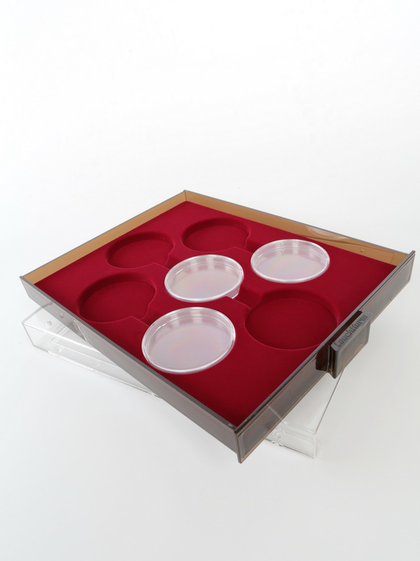  Кассета XL для 7 монет в капсулах d-74 мм, светло-бордовый