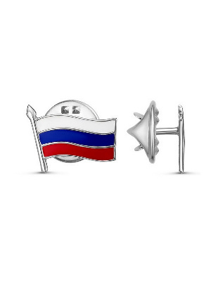 Значок Флаг РФ, малый, серебрение, цанга Значок Флаг РФ, малый, серебрение, цанга