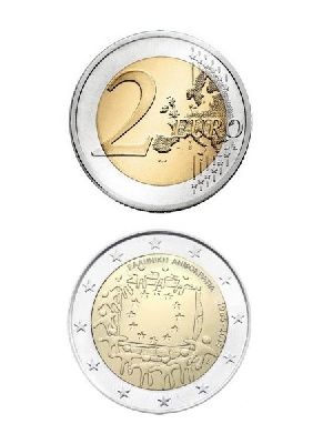 2 евро, Греция (30 лет флагу Евросоюза). 2015 г. 2 евро, Греция (30 лет флагу Евросоюза). 2015 г.