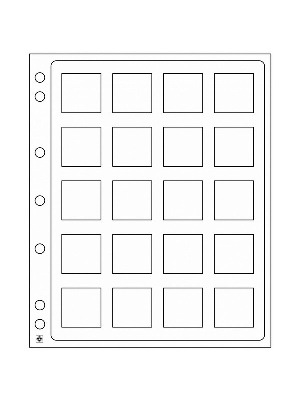 Листы-обложки ENCAP из прозрачного пластика для монет в капсулах Quadrum Mini Leuchtturm (20 капсул). Упаковка из 2 листов. Leuchtturm, 360060