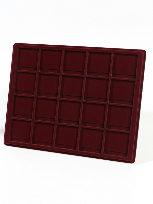  Планшет S (234х296х12 мм)  для 20 монет в капсулах «Quadrum» (50х50х6 мм), тёмно-бордовый