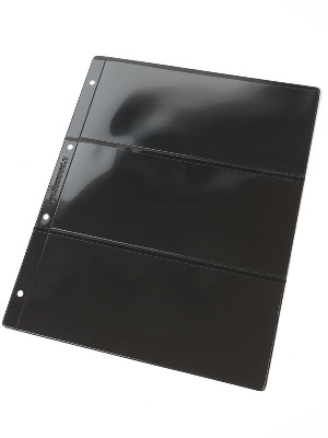 Листы-обложки ГРАНДЕ (Россия) (250х311 мм) с чёрной основой на 3 ячейки (225х93 мм). Двусторонний. Упаковка из 10 листов. Albommonet, ЛБЧ3