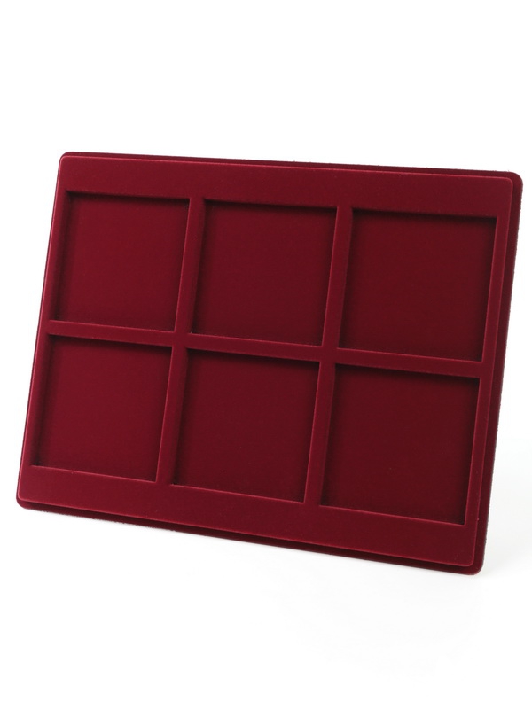 Планшет S (234х296х12 мм) на 6 ячеек (85х85х8 мм), тёмно-бордовый